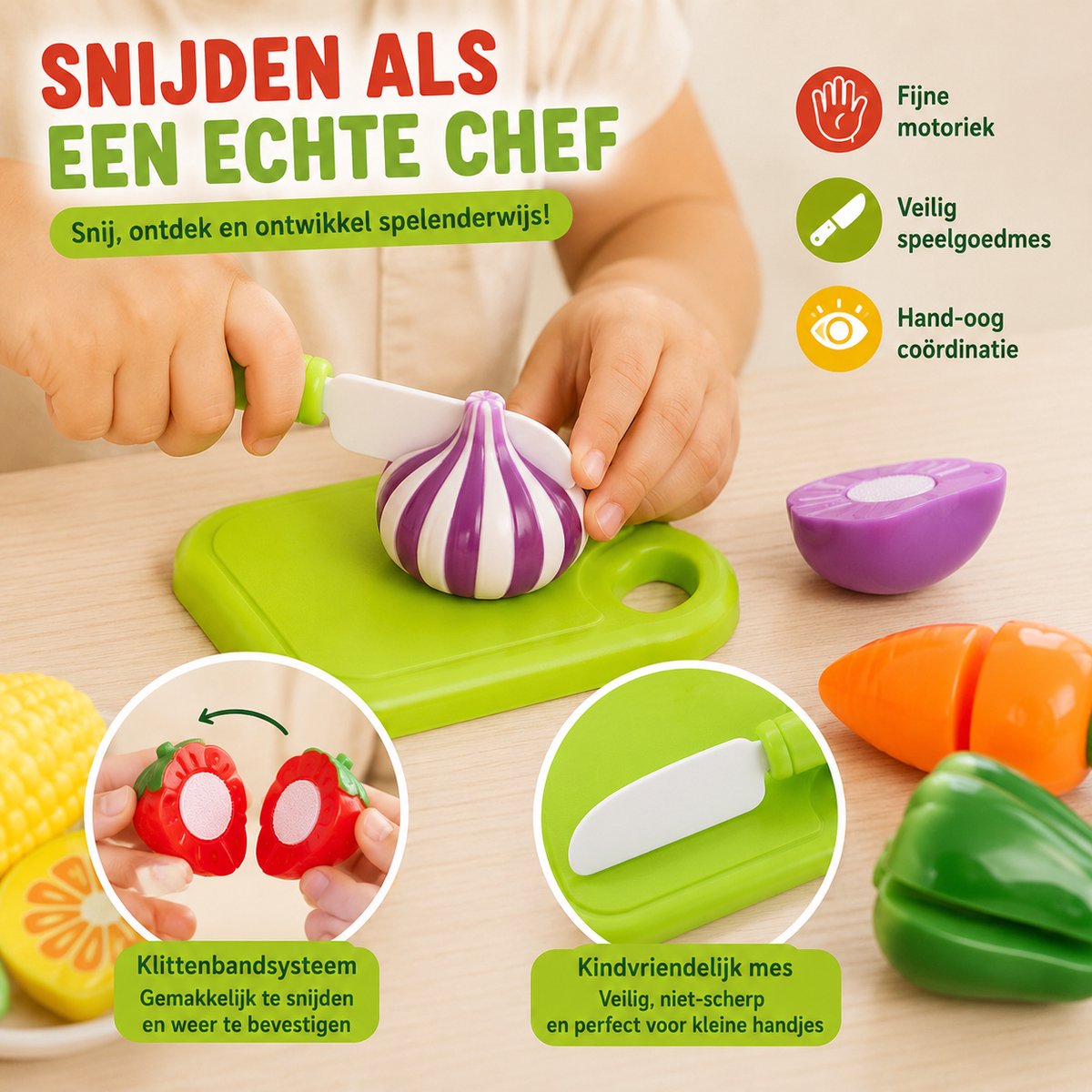Sorteer Speelgoed Fruit Set - 35 Onderdelen - Speelgoed 1 Jaar - Speelgoed 2 Jaar - Speelgoed 3 Jaar - Montessori Speelgoed - Educatief Speelgoed - Jongens Speelgoed - Meisjes Speelgoed - Sensorisch Speelgoed - Kinderspeelgoed — afbeelding 4