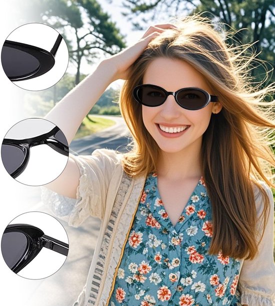 Dailygoods- Zonnebrillen Retro - 2 Stuks Ovaal/Cat Eye - Hoogwaardig Kunststof - Zwart/Bruin - Modieuze Montuur - Perfect voor Dames - Retro Zonnebril van Dailygoods — afbeelding 4