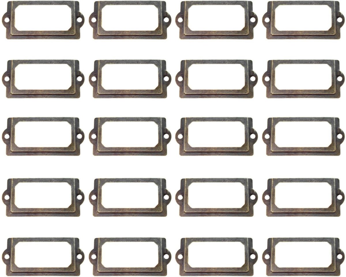Dailygoods- Kastdeurlabelhouder 20 Stuks - Retro Etikettenhouder - Metalen Etikettenhouder - Geschikt voor Kasten/Laden - Robuust/IJzer - Inclusief Schroeven