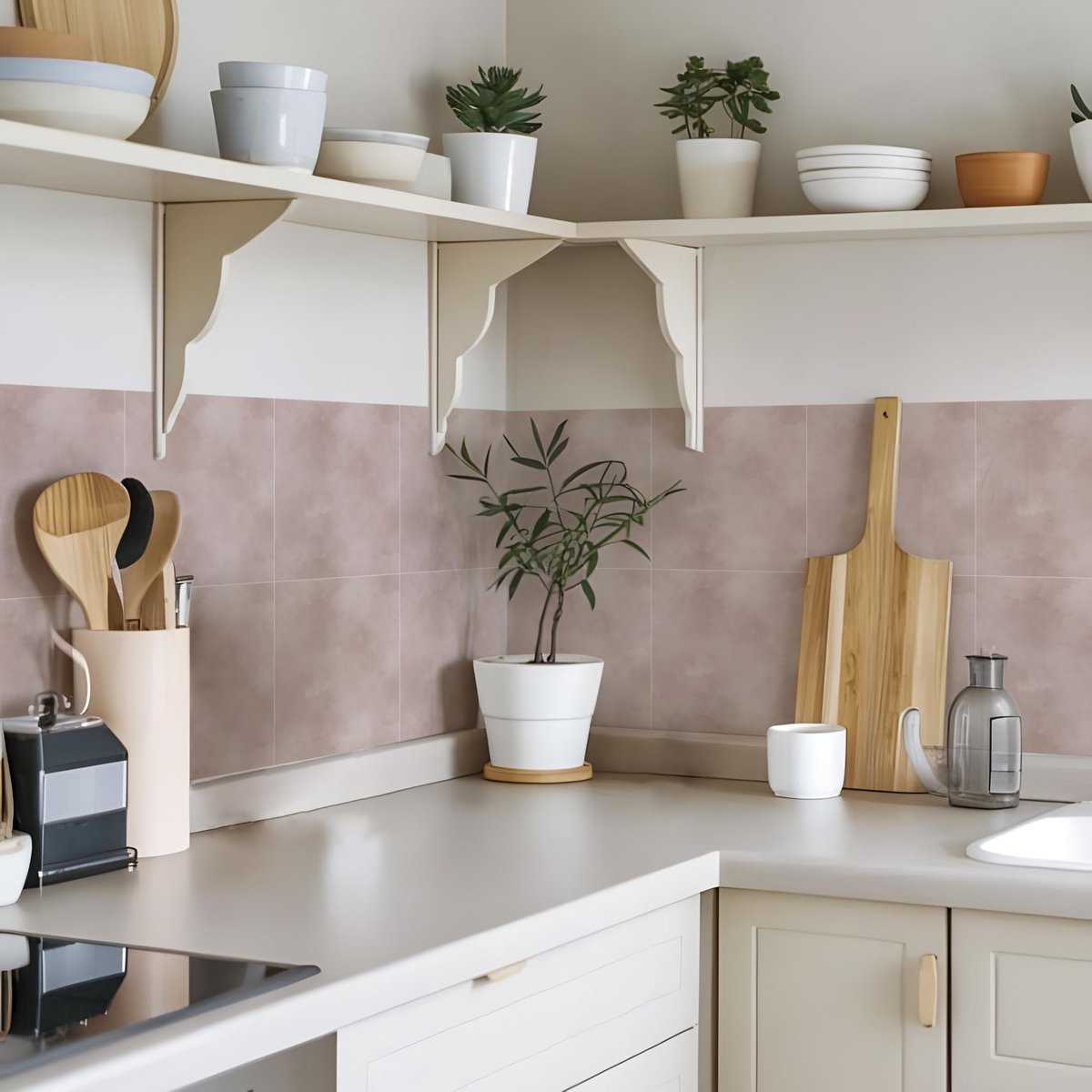 Dailygoods- Vloertegels 10 Stuks - Zelfklevend - Waterdicht - Vinyl - 15 cm - Roze Patroon - Geschikt voor Keuken/Badkamer - Muurstickers