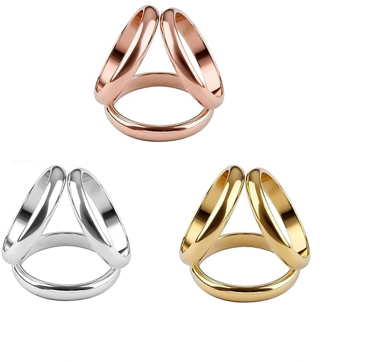 Dailygoods- Ringen Set 3-delig - Sjaalclip - Sjaalring - Lichtbestendig - Corrosiebestendig - Verstelbaar ontwerp