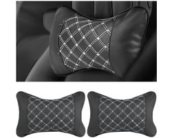 Dailygoods- Neksteunkussen Topondersteuning - Auto-nekkussen Ademend - Hoofdsteun Kussen - Microvezelleer - 28x18x10 cm - Bescherming tegen Slijtage - Hoofdkussen