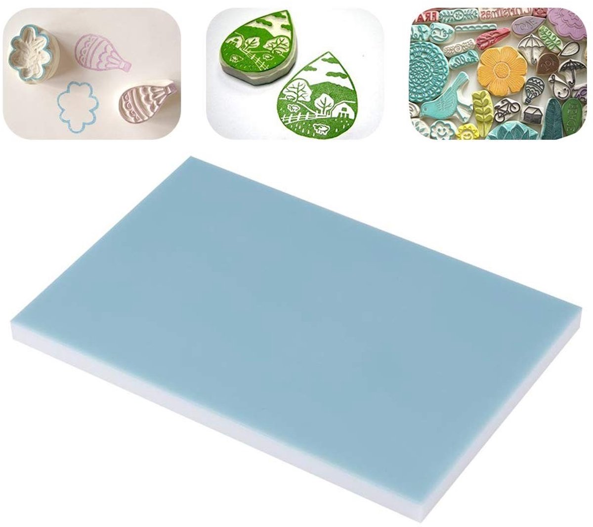 Dailygoods- Stempelsnijblok Zacht - 15 x 10 x 0,8 cm - Ideaal voor Postzegels - Geschikt voor Beginners/Professionals - Hoogwaardig Rubber - Voor Handgemaakte Kaarten - Snijblok