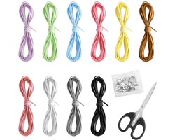 Sieradenmaakset met kunstsuède koord 10 kleuren en metalen clips