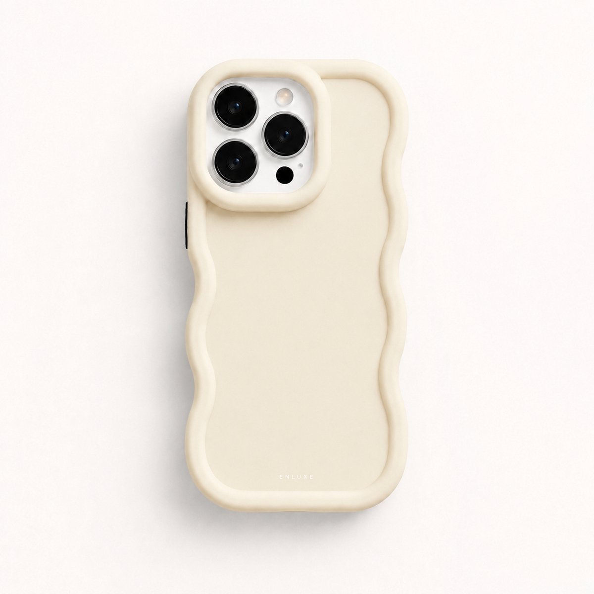 Enluxe Ivory Wave Case iPhone geschikt voor 15 Pro Max – Minimalistisch Ivoor Wit Luxe Telefoonhoesje - Matte Afwerking - Schokbestendig & Krasvrij Premium Beschermhoesje met Camerabumper