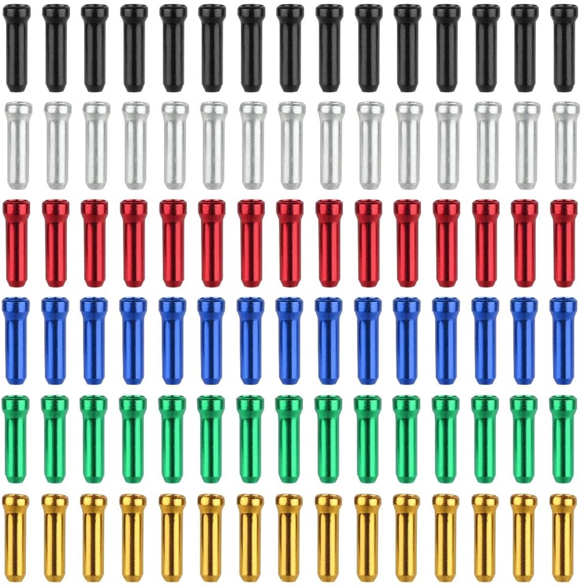 Dailygoods- Fietskabel Uiteinde 90 Stuks - Verstelbare Legering - Fietskabel Remdraad - Fietskabel Caps - Fietskabel Koord Tips - 6 Kleuren - Kabeldop