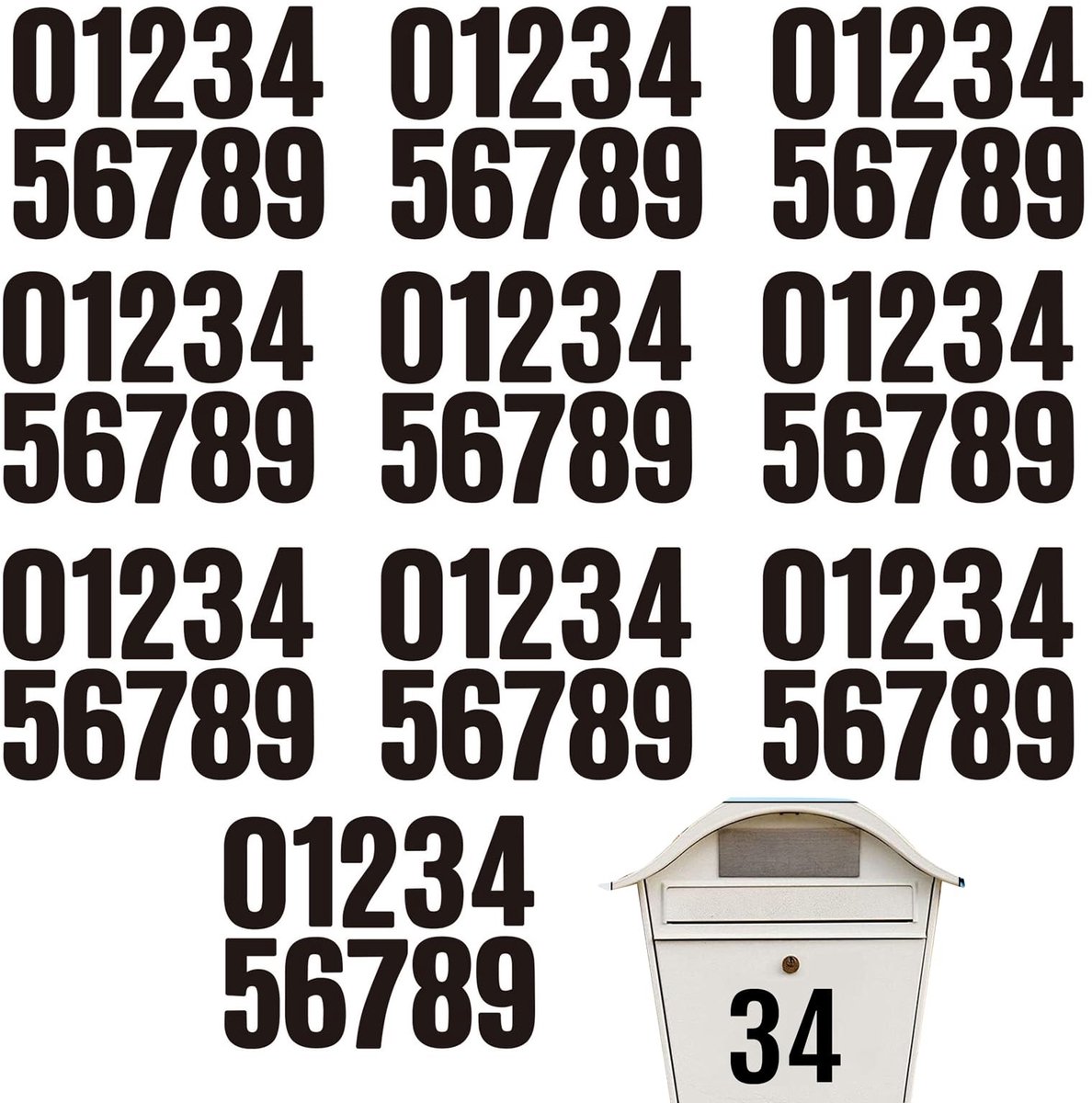 Dailygoods- Nummerstickers Waterproof - Cijferstickers 10 Stuks - Zelfklevende Stickers - Buitengebruik - Duurzaam - 10 cm Zwart