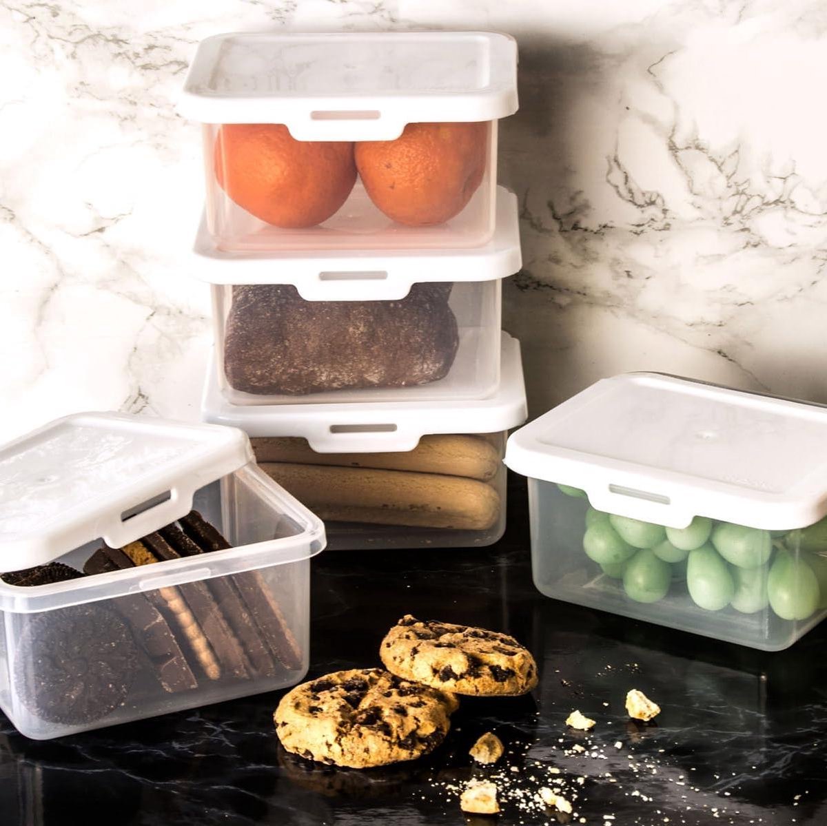 Vershouddozen met deksel - Voorraad containers - Voedsel bewaren - Magnetron en vriesbestendig - 5 x 500 ml - Transparant
