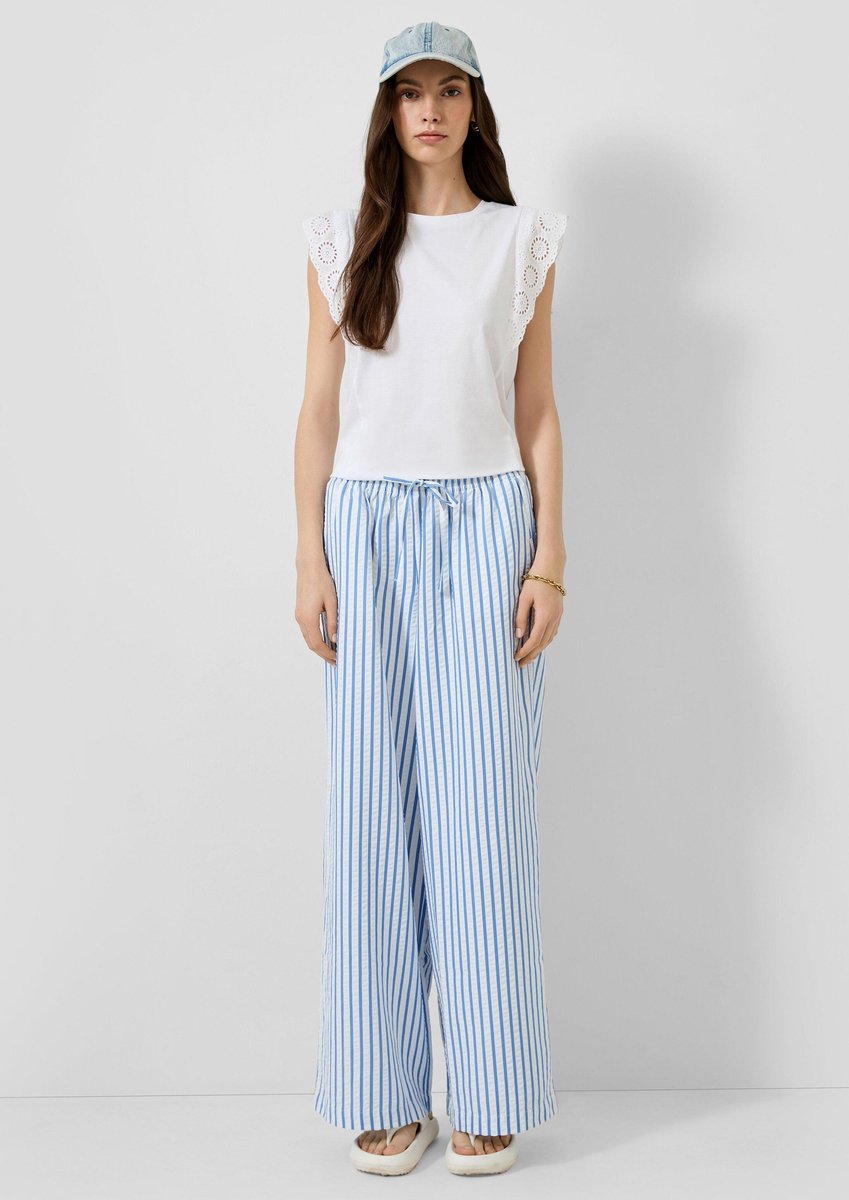 Seersucker broek met wijde pijpen