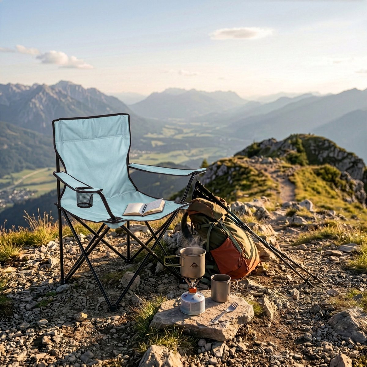 "LE CAMPING" STOEL PETROLBLAUW 82X50XH80CM