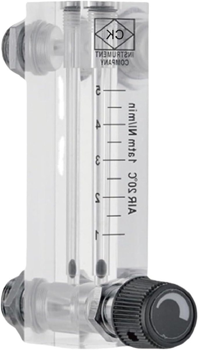 Debietmeter Gas - Paneel Meter - Gasmeting Accuraat - Met Ventiel - 10-100 LPM - Transpara