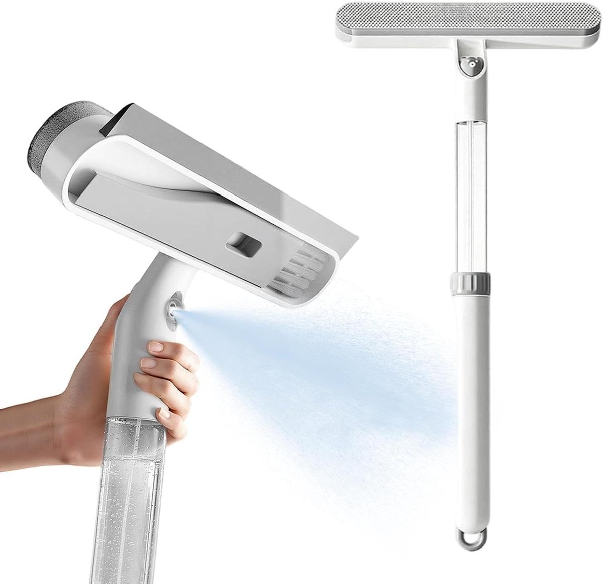 Telescoop Borstel - Uittrekbare Wisser - Ramen Reinigen - Geïntegreerde Borstel - 53 cm - Wit