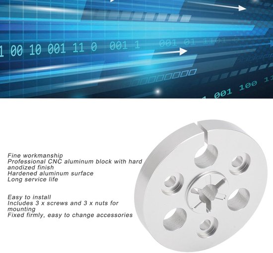 Lege Tape Spoel - Adapter Hub - Muziek Archiveren - CNC Aluminium - 7 Inch - Zilver — afbeelding 4