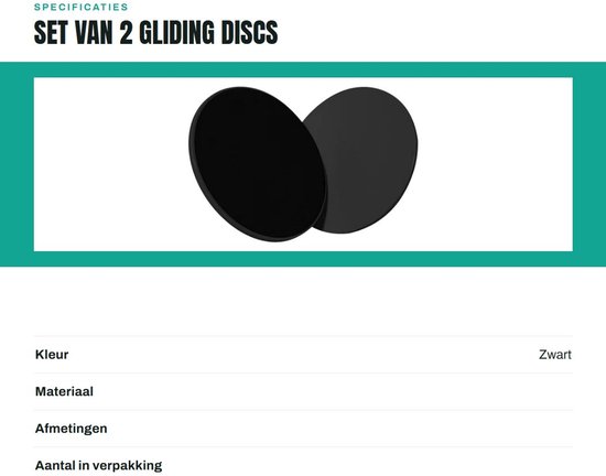 Dailygoods- Fitnessdiscs 2x Set - Glijschijven voor Thuis - Multifunctioneel Gebruik - Antislip Coating - Geschikt voor Tapijt/Tegels/Laminaat/Houten Vloer - 17,5 cm van Dailygoods — afbeelding 3