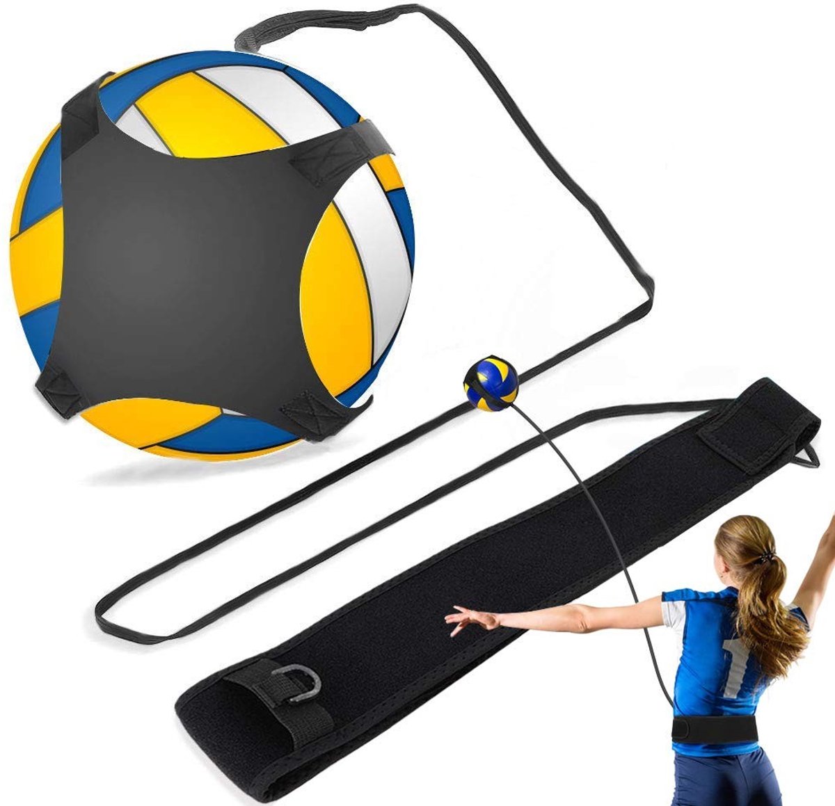 Dailygoods- Voetbalkicktrainer Verstelbaar - Solo-oefenapparaat - Elastisch Koord 6.6-20ft - Geschikt voor Kinderen/Volwassenen - Perfecte Techniektraining - Solo Voetbaltrainer