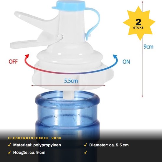 Dailygoods- Flessendispenser 5 Gallon - Waterdispenser met kraantje - Herbruikbaar ventiel - Pomp voor drinkwaterflessen - Geschikt voor flessen zonder schroefdraad - Materiaal: polypropyleen van Dailygoods — afbeelding 4