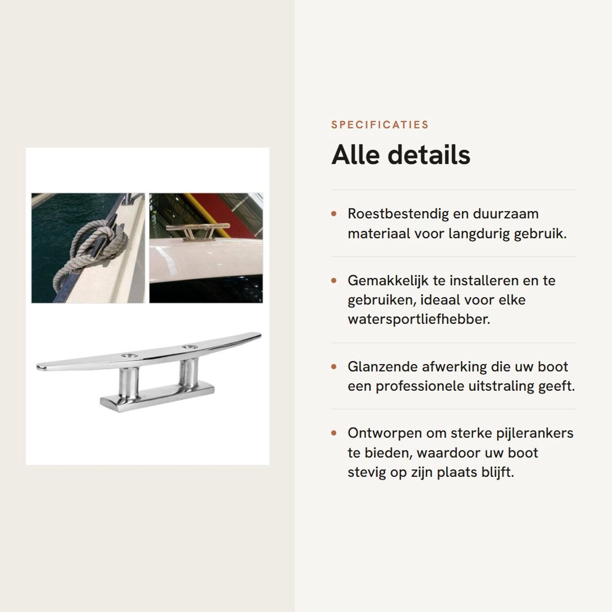 Dailygoods- Bootsvasthouder Roestvrij Staal - Hoge Prestaties - Corrosiebestendig - Antislip - Eenvoudig te Installeren - Gepolijst Spiegeloppervlak - Schoenplaat