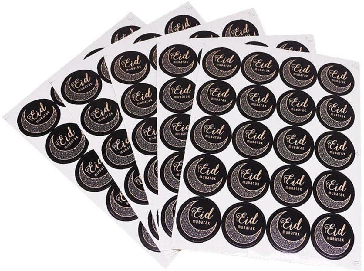 Dailygoods- Gift Tags 120pcs - Eid Mubarak Stickers - Decoratie - Festivalstickers - Verpakking - Gecoat Papier