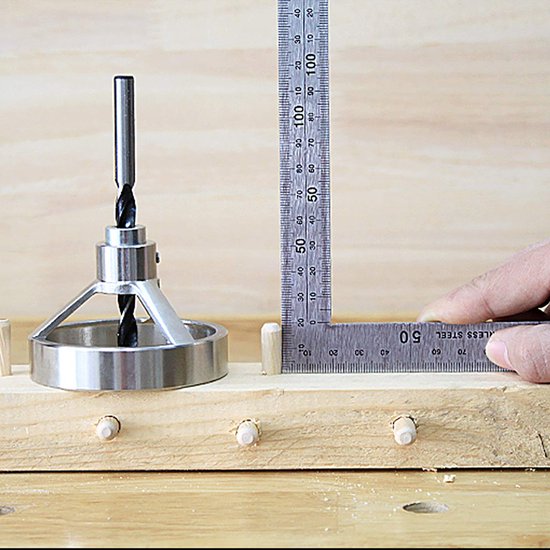 Dailygoods- Boorgids Hoogwaardige RVS - Boorgids/Positioneer - Houtbewerking - Gereedschapset - Precisie - Duurzaam - Boorpunt van Dailygoods — afbeelding 4