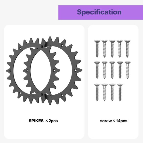 Sander Shop Robotmaaier kunststof spikes voor Worx Landroid S & M, 205 mm robotmaaier, wielspikes met 12 schroeven, tractieverbetering voor robotmaaier, spikes accessoires van sander-shop — afbeelding 3