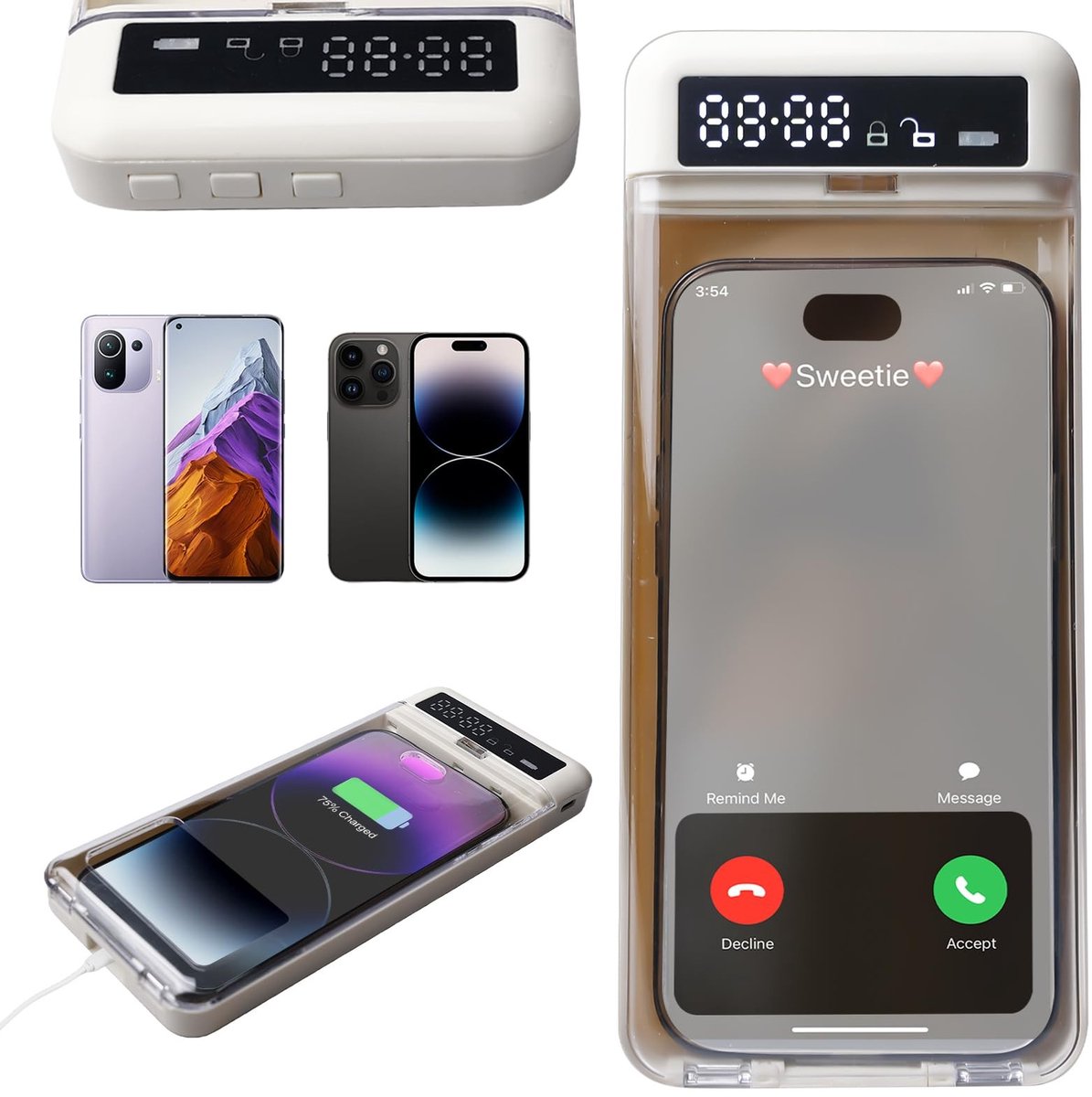 Dailygoods- Telefoonslotbox met timer - Afsluitbare Telefoon Kluis - Mobiele Telefoon Gevangenis - PVC Structuur - Noodontgrendeling - Gebruiksvriendelijke Interface - Telefoonkluis