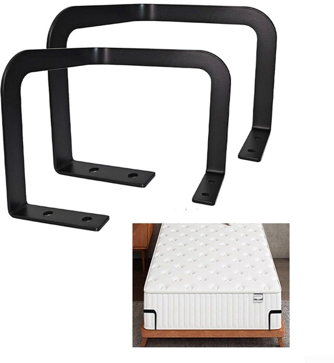 Dailygoods- Matrasbeugel Efficiënte Matrashouder - Antislip Stabilisator - Metalen Bedframe Afscheider - 2 Stuks - Duurzaam Metaal - Eenvoudige Montage - Matrasstabilisator
