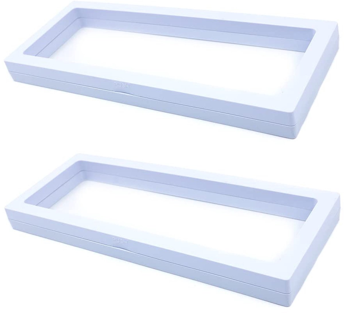 Dailygoods- Framehouder 2-delig - Drijvende 3D-showbox - Sieradenhouder - Vitrine - PET-ophanging - 230 x 90 mm - Wit - Sieradenvitrine