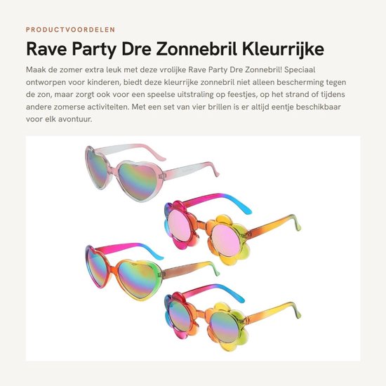 Dailygoods- Zonnebril Kind - 4 Stuks - Flexibele Stangen - Vrolijke Designs - Kleurrijke Partybril - Geschikt voor Zomer/Strand - Kinderen Zonnebril van Dailygoods — afbeelding 3