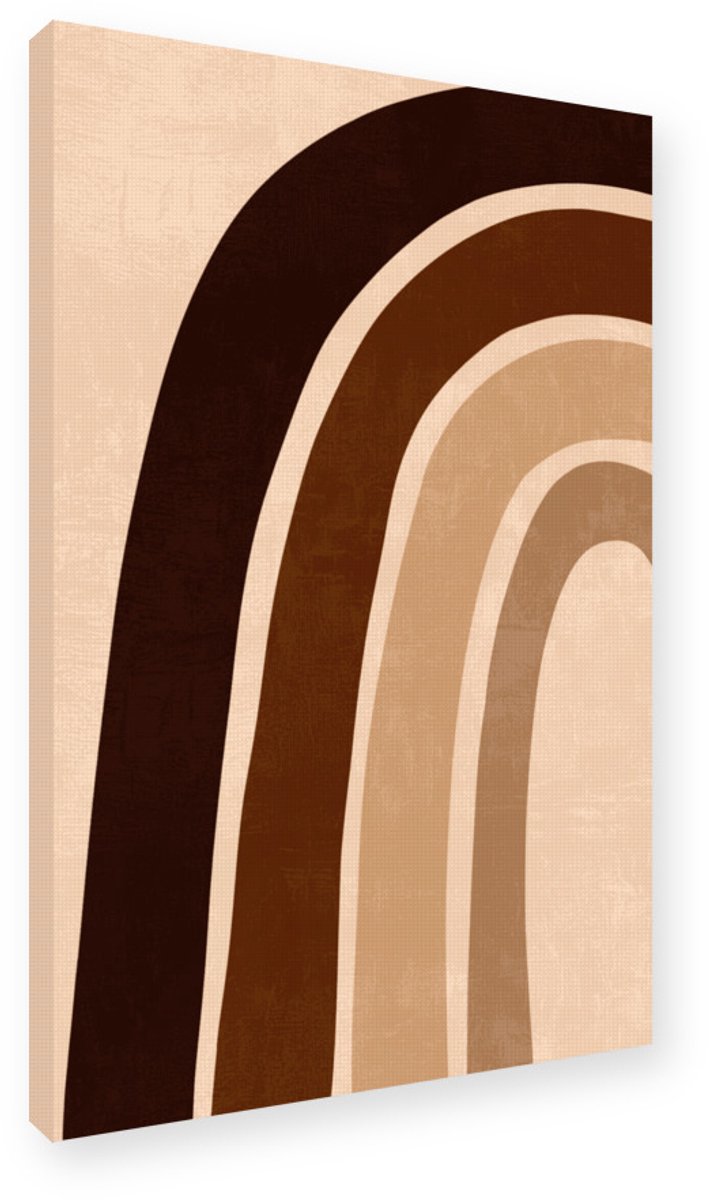 Concentrische Bogen Compositie Schilderij - 30x45 cm - Canvas op Frame - Minimalistische W