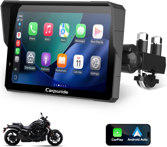 CARPURIDE W702 Pro - Motorfiets Carplay-scherm - intercomfunctie - kompas - barometer