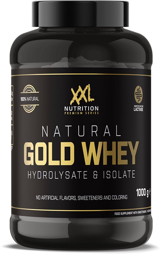 XXL Nutrition - Natural Gold Whey - Whey Hydrolisaat & Isolaat Proteďne - Eiwitpoeder Shake - 100% Natuurlijk - Diverse Smaken - Vanille - 1000 gram (33 shakes)
