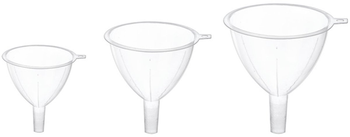Trechters - Keukentrechter - 3-delige set - Transparant - Ø7.5, 9.5, 11 cm