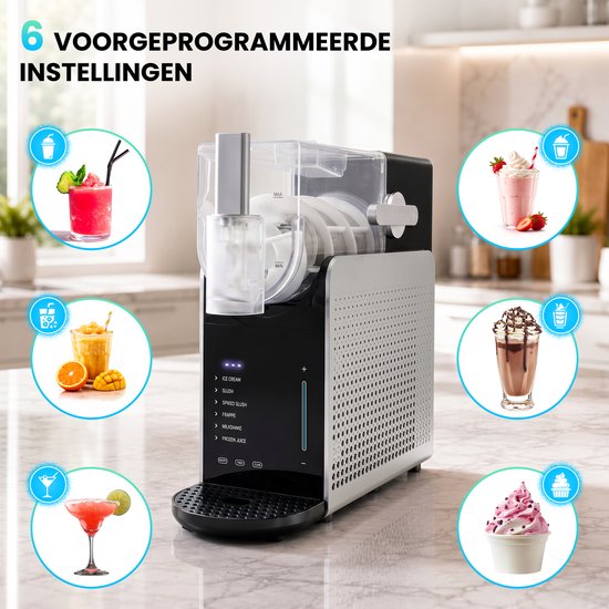 Kicinn Slush Puppy Maker - 6 verschillende programma's - Slush Machine - Keukenapparatuur - Zwart van Kicinn — afbeelding 3
