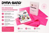 Roze Dyna-Band weerstandsband met informatie over de originele weerstandsband, met voordelen en afmetingen.