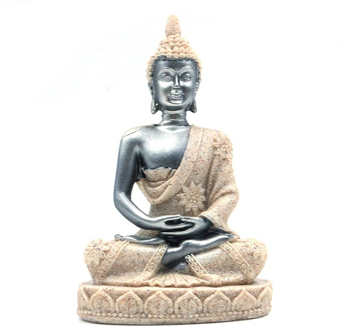 Dailygoods- Boeddha Beeldje Meditatie - Handgesneden Beeldje - Zandsteen Sculptuur - Decoratief Element - Inspiratie en Positieve Energie - Boeddha Standbeeld
