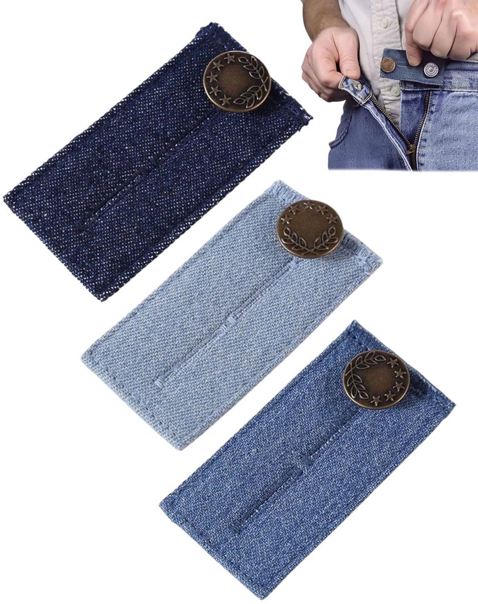 Dailygoods- Broekverlengingen 3 Stuks - Verstelbaar/Elastisch - Geschikt voor Jeans/Rokken/Broeken - Hoogwaardig Materiaal - Eenvoudige Aanpassing - Broekverlenging
