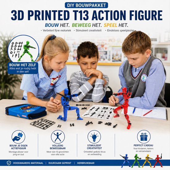 JEXOWIQ 1 stuk T13 actiefiguur 3D-afdruk van bewegende figuren met meerdere gewrichten, figuren, T13 actiefiguur speelgoed actiefiguren met meerdere gewrichten desktop decoraties (blauw JEXOWIQ 1 stuk T13 actiefiguur 3D-afdruk van bewegende figuren met meerdere gewrichten, figuren, T13 actiefiguur speelgoed actiefiguren met meerdere gewrichten desktop decoraties (blauw
