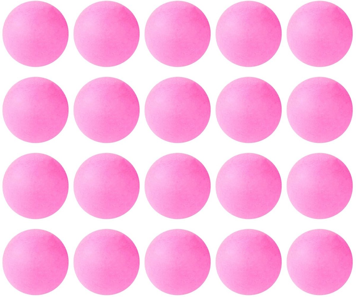 Dailygoods- Tafeltennisballen 20 stuks - 4 cm - Roze - Kunststof - Trainingsballen - Duurzaam PP-materiaal - Pingpongballen