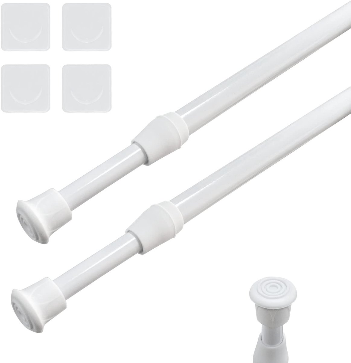 Dailygoods- Gordijnroede Uitschuifbaar - Gordijnroede zonder Boren - Verstelbare Gordijnstang - Set van 2 - Hoogwaardige Carbon Staal - Antislip Eindstukken