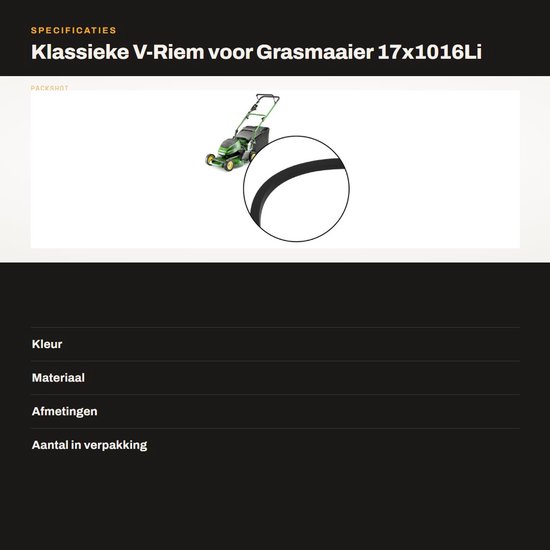 Dailygoods- V-riem Neopreen 17 mm - Buitenomtrek 1085 mm - Binnenomtrek 1016 mm - Geschikt voor Grasmaaiers - Eenvoudig te Installeren - Hoge Betrouwbaarheid - Grasmaaier Riem — afbeelding 3