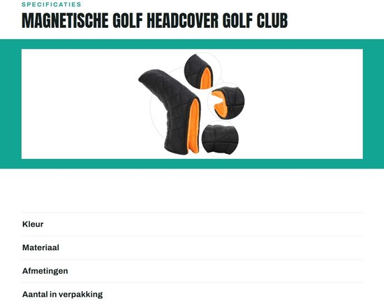 Dailygoods- Golf Headcover Waterdicht - Magnetische Putter Cover - PU Materiaal - Pluche Binnenkant - Schokbestendig - Duurzaam Design - Golfputterhoes van Dailygoods — afbeelding 3