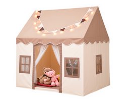 Lemlit Speeltent voor Kinderen - Kindertent met Mat Verlichting en Muggennet - Prinsessentent en Speelhuisje voor Binnen en Buiten - 120x100x130 cm - Khaki