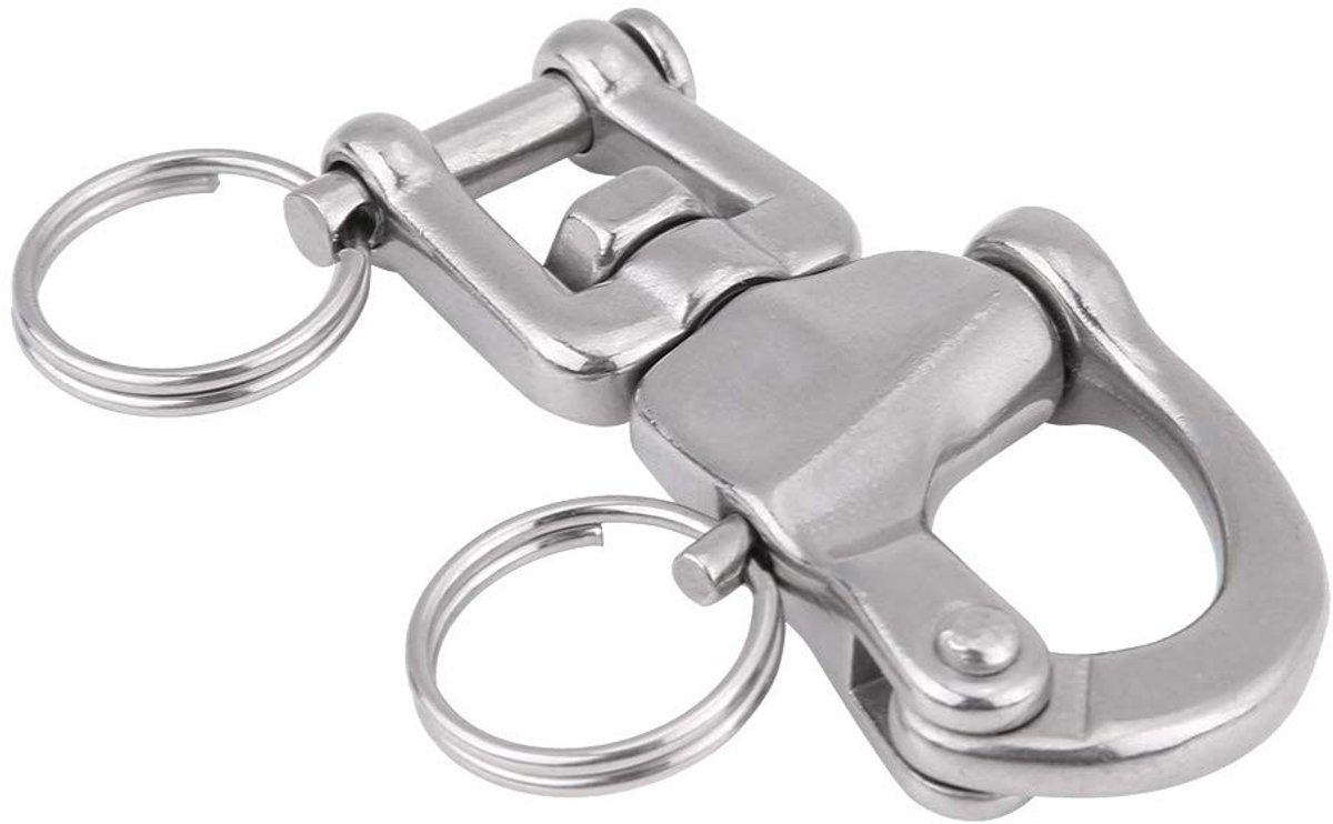Dailygoods- Zwenksluiting Roestvrij Staal - Karabijnhaak met Schroefsluiting - Musketonhaak - Hondenriem - Maritieme Toepassing - Hoogwaardige 316 Kwaliteit