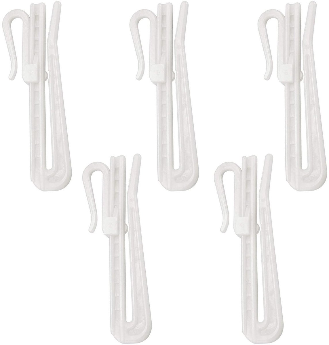 Dailygoods- Gordijnhaken 20 Stuks - Verstelbare Kunststof - Plooihaken - Gordijnringen - Kopbal Clip Haken - Voor Deur/Douche/Raamgordijnen - Gordijnclips