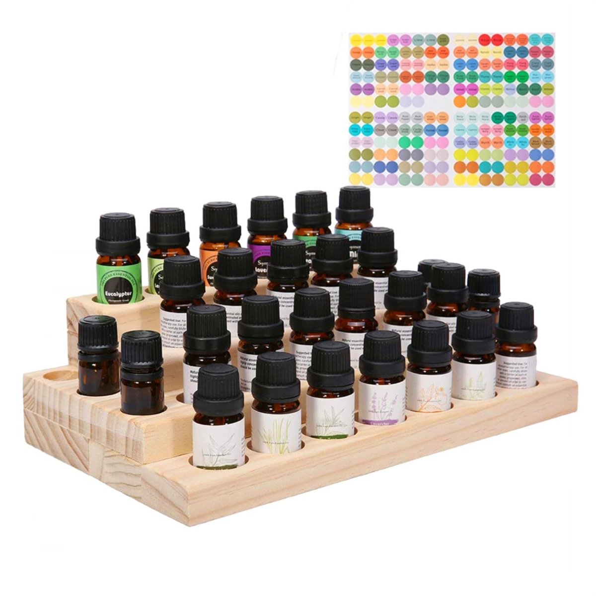 Dailygoods- Houten Organizer - Ruimtebesparend - 30 Gaten - Voor Etherische Oliën - Cosmetica - Hoogwaardig Hout - Duurzaam Ontwerp - Opbergdoos