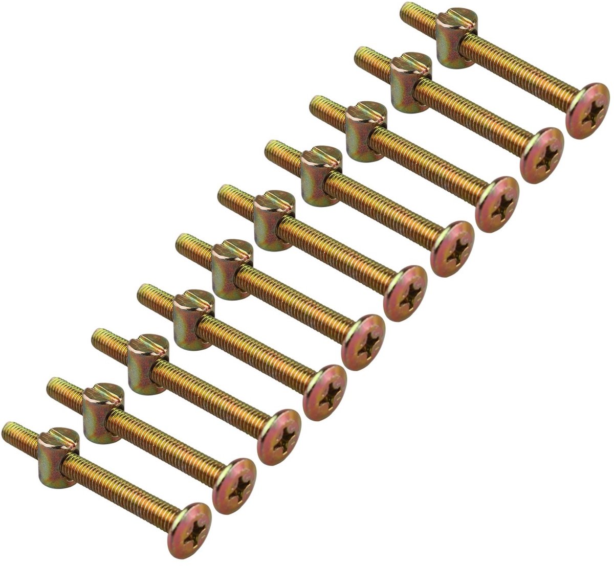 Dailygoods- Inbusschroef M6 - 10 Stuks - Boutlengte 60 mm - Moer 12 mm - Verzinkt - Corrosiebestendig - Geschikt voor meubels - Meubelbout