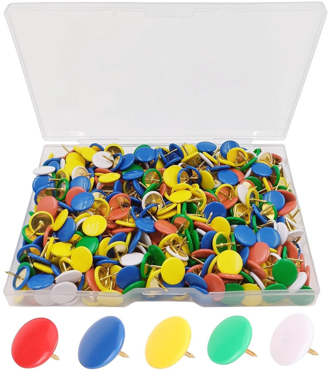 Dailygoods- Punaises 500 Stuks - Kleurrijke Decoratieve Punaises - Hoogwaardig Metaal - Voor Prikborden/Wandkleden - Duurzaam en Betrouwbaar