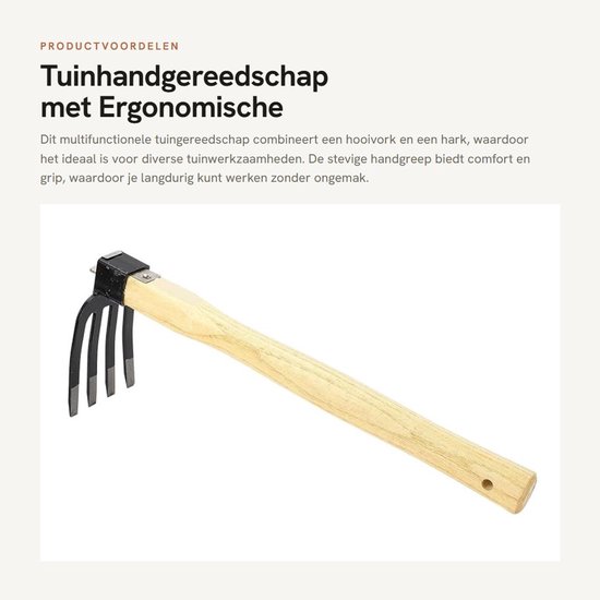 Dailygoods- Tuinhandgereedschap 2-in-1 - Hark/Schoffel - Ergonomische Handgreep - Ruimtebesparend Design - Robuust Koolstofstaal - Veelzijdig Tuingereedschap van Dailygoods — afbeelding 4