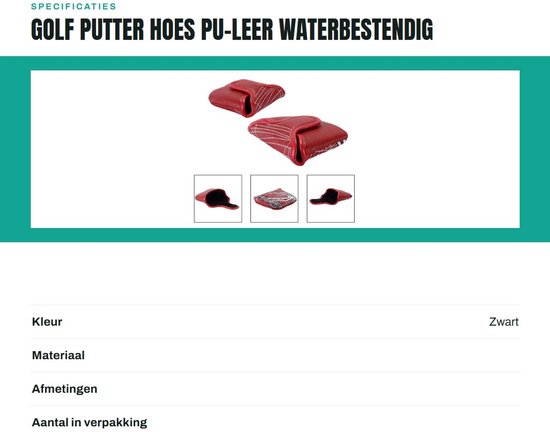 Dailygoody - Golf Putter Hoes - PU-leer - Waterbestendig - Sterke Magneetsluiting - Bescherming voor Putters - Unisex - 10,2 x 10,2 x 1,3 cm van Merkloos — afbeelding 3