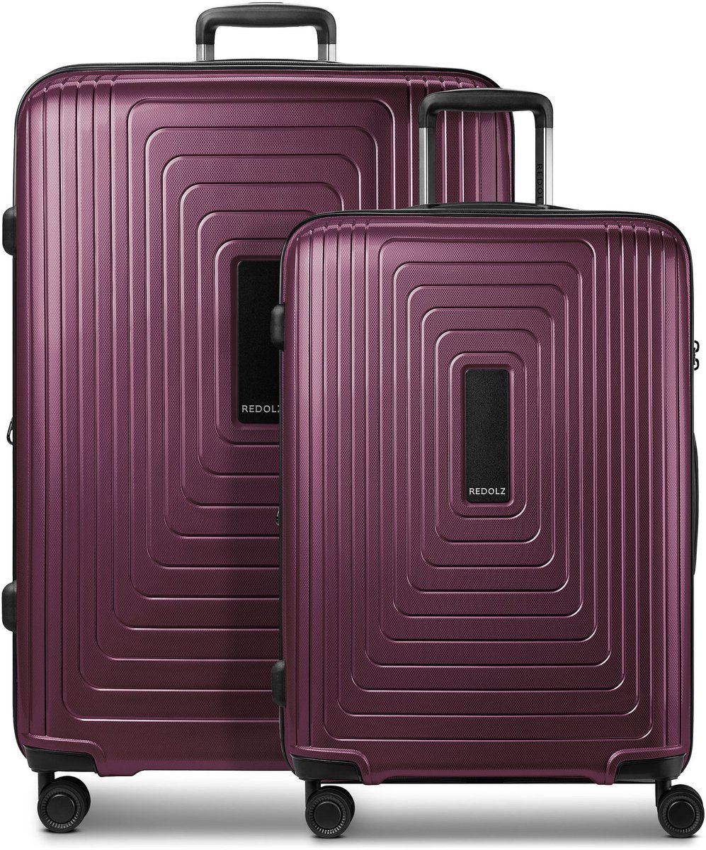 Redolz Essentials 14 4 wielen Kofferset 2-delig met uitbreidingsplooi - Harde bagage - TSA slot - aubergine metallic